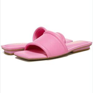 FRANCO SARTO Caven Womens Leather Square Toe Slide Sandals In Bubblegum